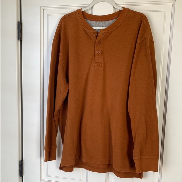 Redhead Rust Orange Henley Long Sleeve Textured Shirt - XL - Picture 1 of 5